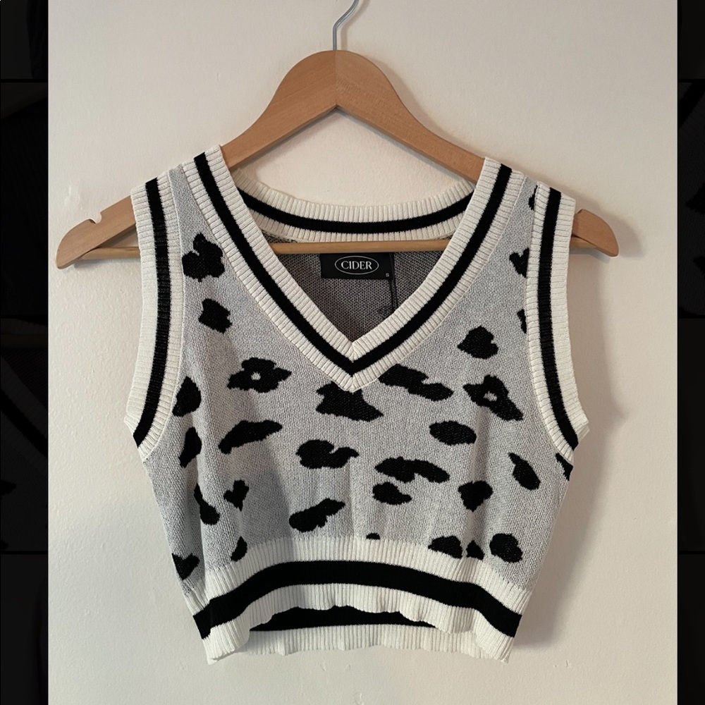 Cider Sweater Vest, Cow Print